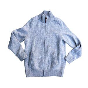 REFECTORY British Lambs Wool Knit Jacket Men's MEDIUM Grey Full Zip Long Sleeve‍